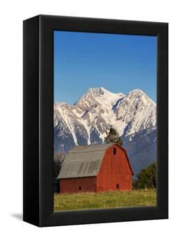 Red Barn Sits Below Mcdonald Peak in the Mission Valley, Montana, Usa-Chuck Haney-Framed Premier Image Canvas