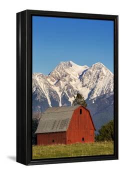 Red Barn Sits Below Mcdonald Peak in the Mission Valley, Montana, Usa-Chuck Haney-Framed Premier Image Canvas