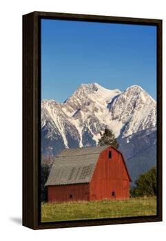 Red Barn Sits Below Mcdonald Peak in the Mission Valley, Montana, Usa-Chuck Haney-Framed Premier Image Canvas