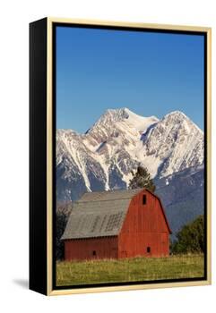 Red Barn Sits Below Mcdonald Peak in the Mission Valley, Montana, Usa-Chuck Haney-Framed Premier Image Canvas