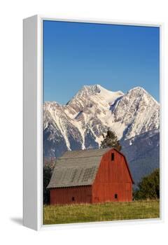 Red Barn Sits Below Mcdonald Peak in the Mission Valley, Montana, Usa-Chuck Haney-Framed Premier Image Canvas