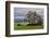 Red Barn under Stormy Skies with Green Peas, Palouse, Washington, USA-Jaynes Gallery-Framed Photographic Print