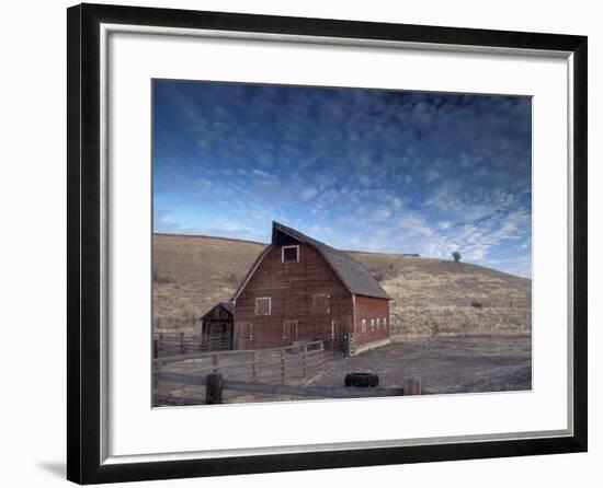 Red Barn, Wallowa County, Oregon, USA-Brent Bergherm-Framed Photographic Print