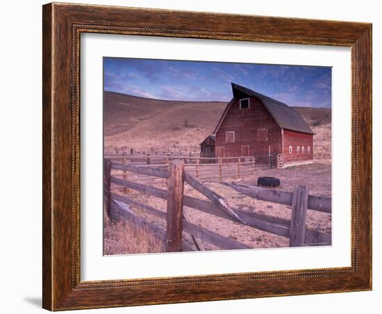 Red Barn, Wallowa County, Oregon, USA-Brent Bergherm-Framed Photographic Print