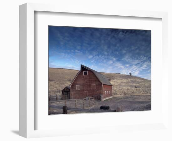 Red Barn, Wallowa County, Oregon, USA-Brent Bergherm-Framed Photographic Print