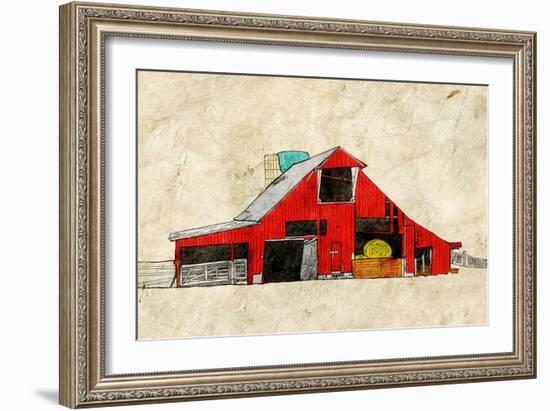 Red Barn-Ynon Mabat-Framed Art Print