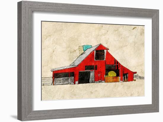 Red Barn-Ynon Mabat-Framed Art Print