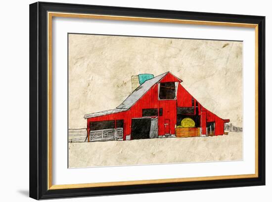 Red Barn-Ynon Mabat-Framed Art Print