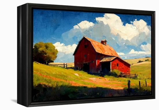 Red Barn-Avril Anouilh-Framed Stretched Canvas