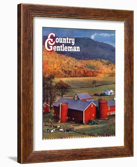 "Red Barns and Silos," Country Gentleman Cover, October 1, 1949-W.C. Griffith-Framed Giclee Print