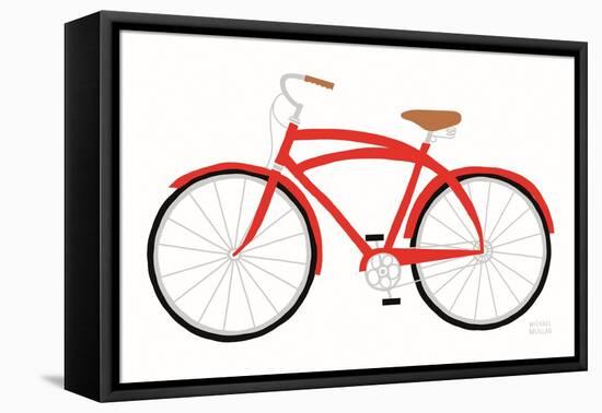 Red Beach Cruiser-Michael Mullan-Framed Stretched Canvas