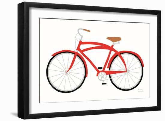 Red Beach Cruiser-Michael Mullan-Framed Art Print