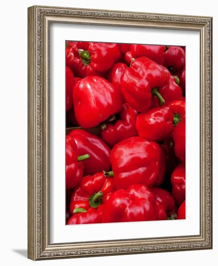 Red Bell Peppers for Sale at Weekly Market, Arles, Bouches-Du-Rhone, Provence-Alpes-Cote D'Azur-null-Framed Photographic Print