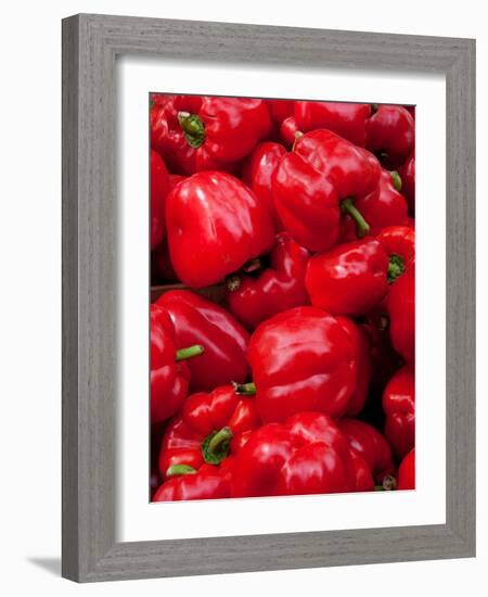 Red Bell Peppers for Sale at Weekly Market, Arles, Bouches-Du-Rhone, Provence-Alpes-Cote D'Azur-null-Framed Photographic Print