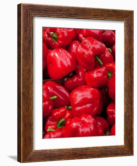 Red Bell Peppers for Sale at Weekly Market, Arles, Bouches-Du-Rhone, Provence-Alpes-Cote D'Azur-null-Framed Photographic Print