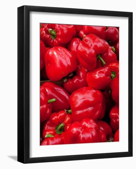 Red Bell Peppers for Sale at Weekly Market, Arles, Bouches-Du-Rhone, Provence-Alpes-Cote D'Azur-null-Framed Photographic Print