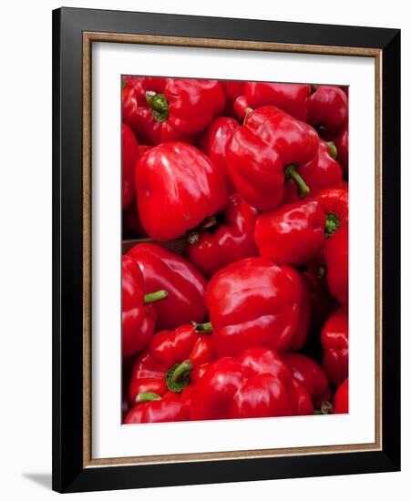 Red Bell Peppers for Sale at Weekly Market, Arles, Bouches-Du-Rhone, Provence-Alpes-Cote D'Azur-null-Framed Photographic Print