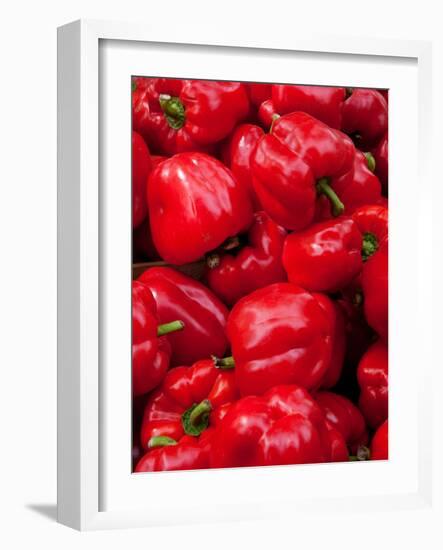 Red Bell Peppers for Sale at Weekly Market, Arles, Bouches-Du-Rhone, Provence-Alpes-Cote D'Azur-null-Framed Photographic Print