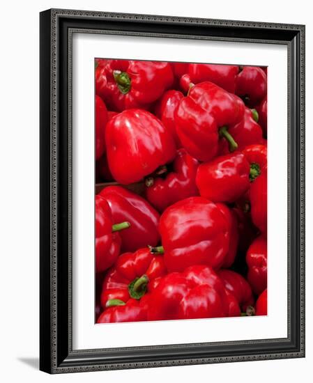 Red Bell Peppers for Sale at Weekly Market, Arles, Bouches-Du-Rhone, Provence-Alpes-Cote D'Azur-null-Framed Photographic Print