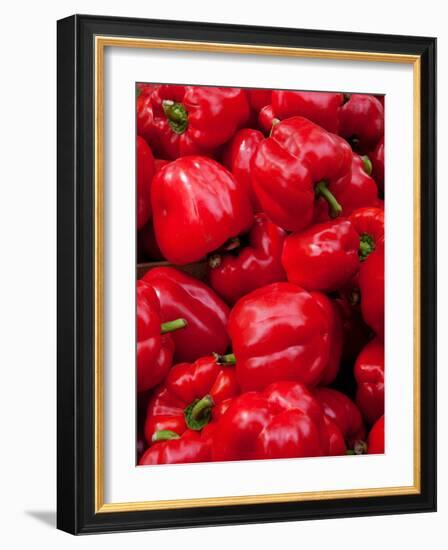 Red Bell Peppers for Sale at Weekly Market, Arles, Bouches-Du-Rhone, Provence-Alpes-Cote D'Azur-null-Framed Photographic Print