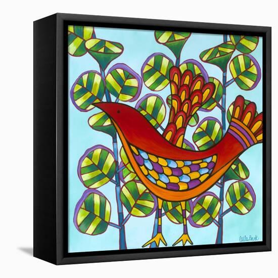 Red Bird-Carla Bank-Framed Premier Image Canvas