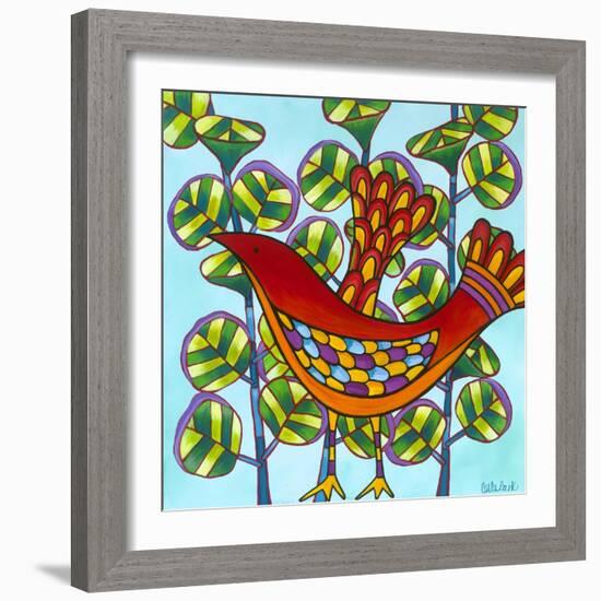 Red Bird-Carla Bank-Framed Giclee Print