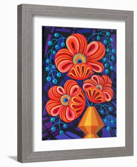 Red Blooms with Berries, 2016-Jane Tattersfield-Framed Giclee Print