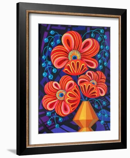 Red Blooms with Berries, 2016-Jane Tattersfield-Framed Giclee Print