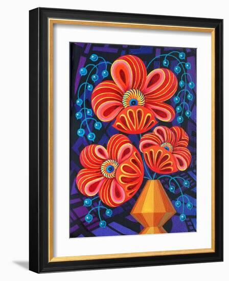Red Blooms with Berries, 2016-Jane Tattersfield-Framed Giclee Print
