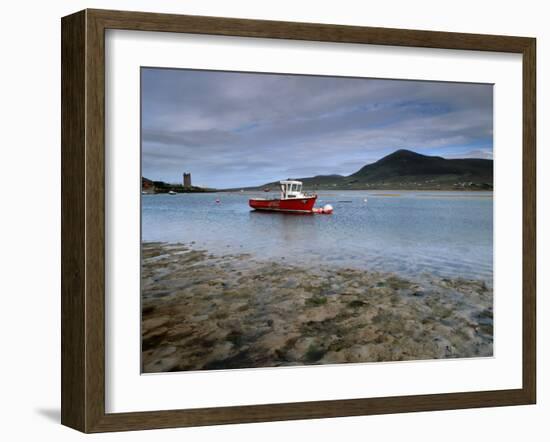 Red Boat in Achill Sound at Low Tide, Achill Island, County Mayo, Connacht, Republic of Ireland-Patrick Dieudonne-Framed Photographic Print