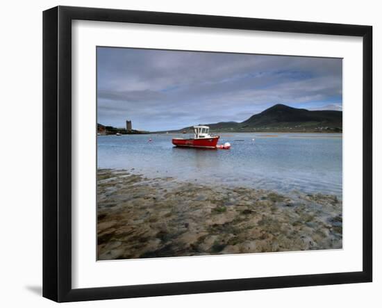 Red Boat in Achill Sound at Low Tide, Achill Island, County Mayo, Connacht, Republic of Ireland-Patrick Dieudonne-Framed Photographic Print