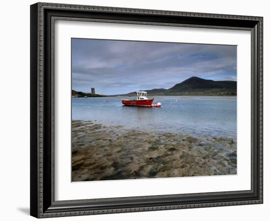 Red Boat in Achill Sound at Low Tide, Achill Island, County Mayo, Connacht, Republic of Ireland-Patrick Dieudonne-Framed Photographic Print