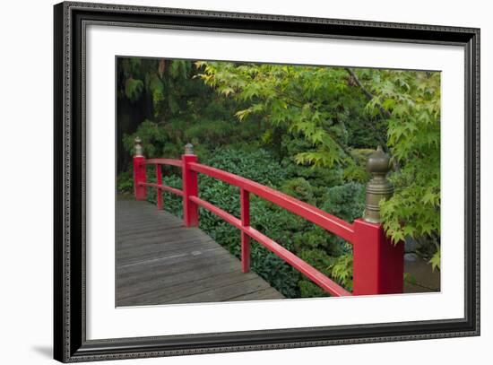 Red Bridge, Kubota Japanese Garden, Renton, Washington, USA-Merrill Images-Framed Photographic Print