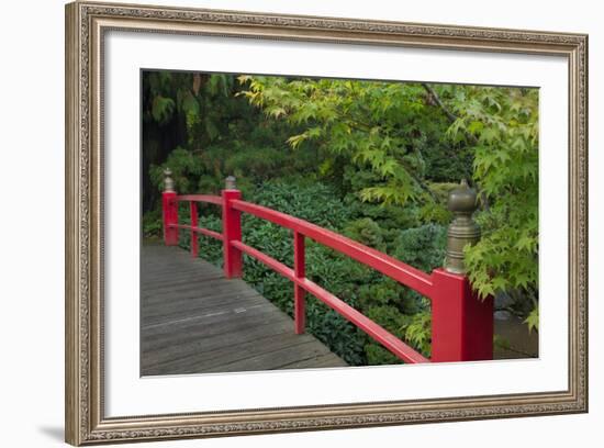 Red Bridge, Kubota Japanese Garden, Renton, Washington, USA-Merrill Images-Framed Photographic Print