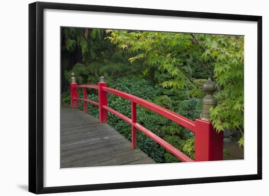 Red Bridge, Kubota Japanese Garden, Renton, Washington, USA-Merrill Images-Framed Photographic Print