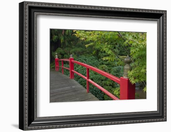 Red Bridge, Kubota Japanese Garden, Renton, Washington, USA-Merrill Images-Framed Photographic Print