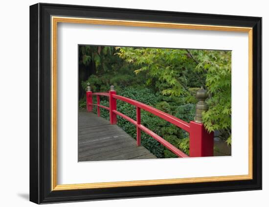 Red Bridge, Kubota Japanese Garden, Renton, Washington, USA-Merrill Images-Framed Photographic Print