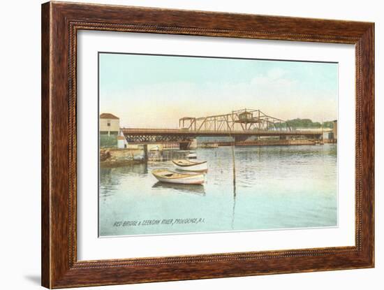 Red Bridge over Seekonk River, Providence, Rhode Island-null-Framed Art Print