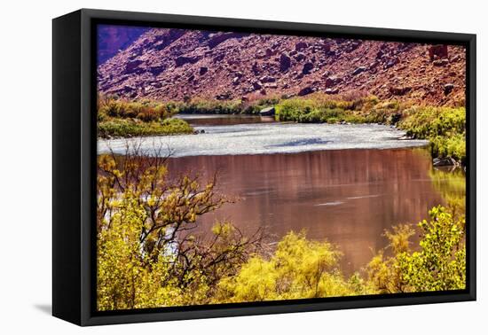 Red Brown Yellow Colorado River Reflection Abstract near Arches National Park Moab Utah-BILLPERRY-Framed Premier Image Canvas