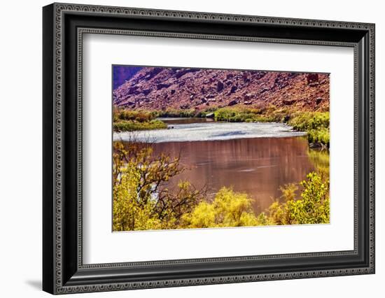 Red Brown Yellow Colorado River Reflection Abstract near Arches National Park Moab Utah-BILLPERRY-Framed Photographic Print