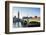 Red bus crossing Westminster Bridge towards Big Ben and the Houses of Parliament, London, England,-Fraser Hall-Framed Photographic Print