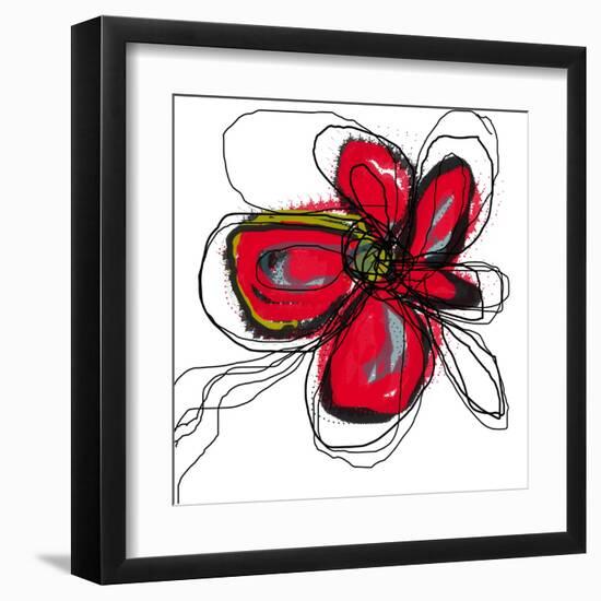 Red Butterfly Flower-Jan Weiss-Framed Art Print