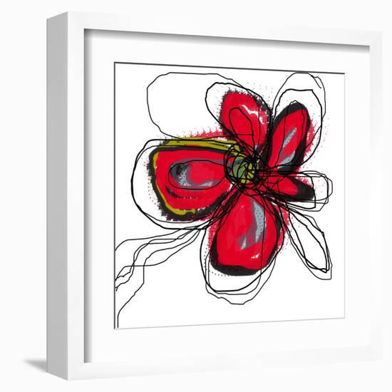 Red Butterfly Flower-Jan Weiss-Framed Art Print