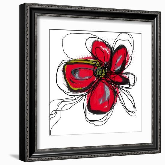 Red Butterfly Flower-Jan Weiss-Framed Art Print