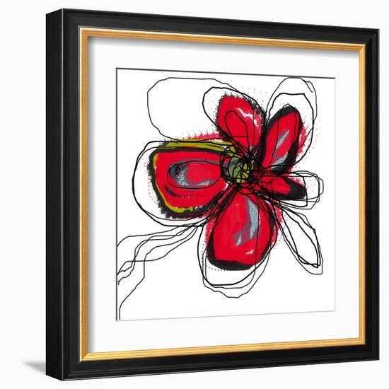 Red Butterfly Flower-Jan Weiss-Framed Art Print