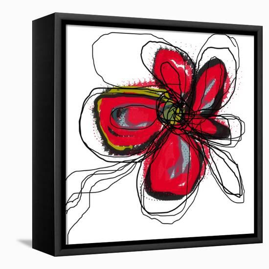 Red Butterfly Flower-Jan Weiss-Framed Stretched Canvas