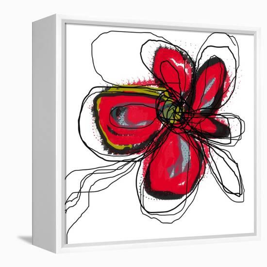 Red Butterfly Flower-Jan Weiss-Framed Stretched Canvas