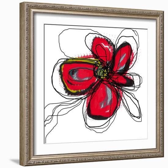 Red Butterfly Flower-Jan Weiss-Framed Art Print