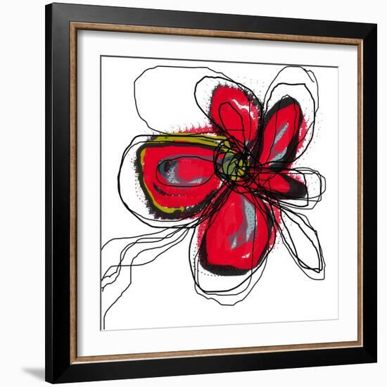 Red Butterfly Flower-Jan Weiss-Framed Art Print