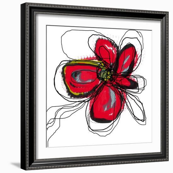 Red Butterfly Flower-Jan Weiss-Framed Art Print